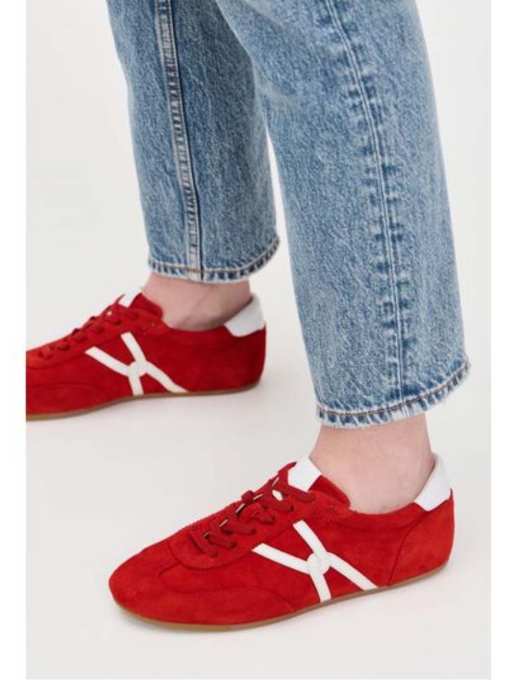Veronica Red Riviera Suede Sneaker with White Stripes - Picture 5 of 6